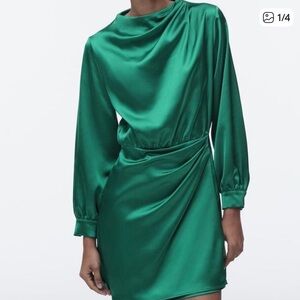 Zara Green Satin Mini Dress